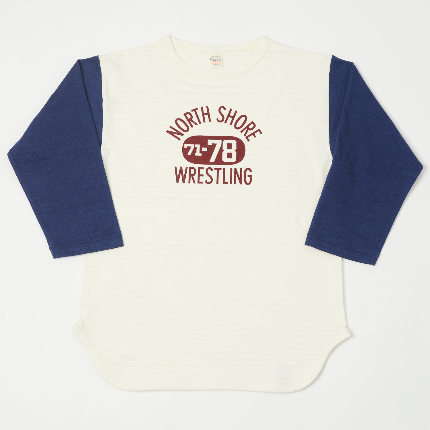 Warehouse & Co 4800 'North Shore' Baseball T-Shirt - Cream/Navy