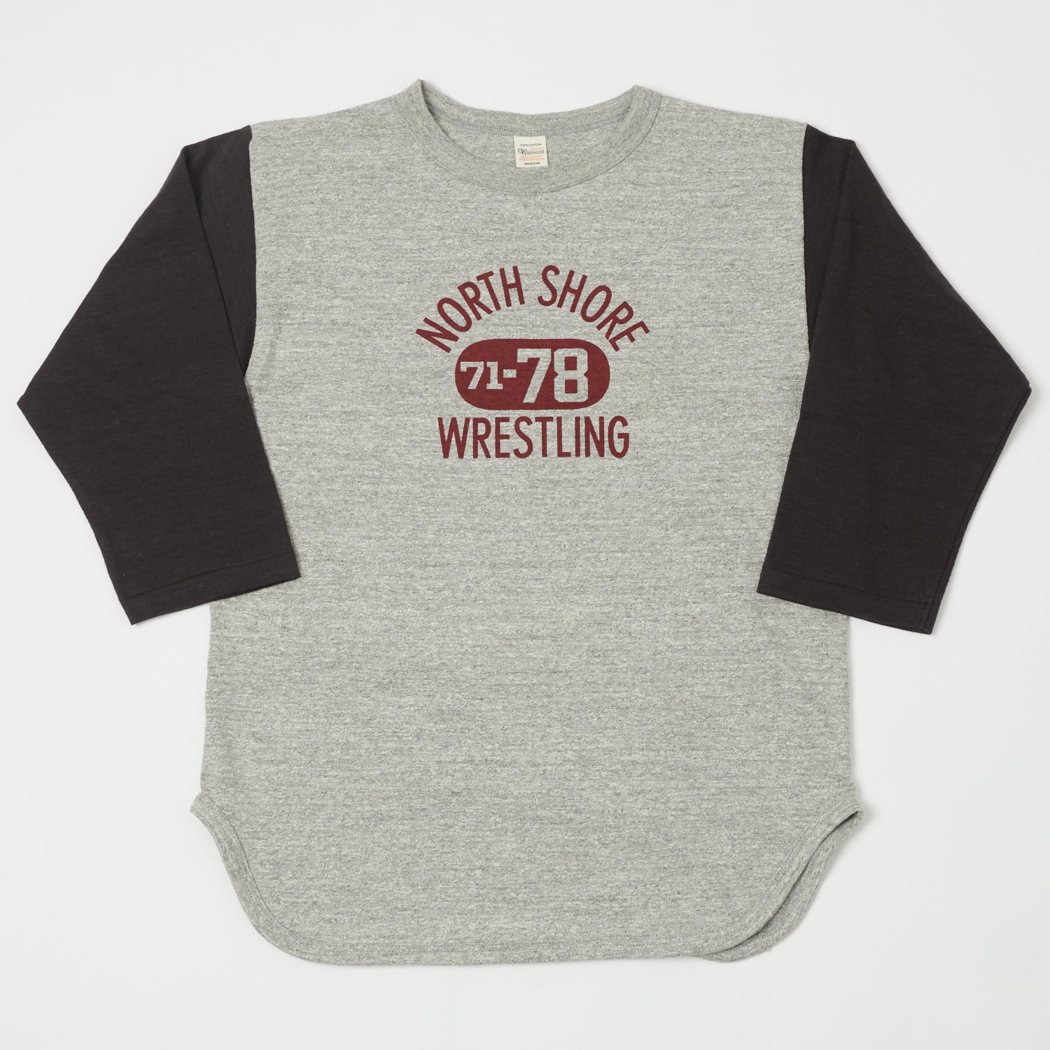 Warehouse & Co 4800 'North Shore' Baseball T-Shirt - Heather Grey/Black