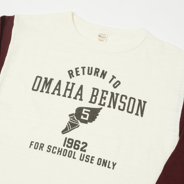 Warehouse 4800 'Omaha Benson' Baseball Tee - Cream/Bordeaux