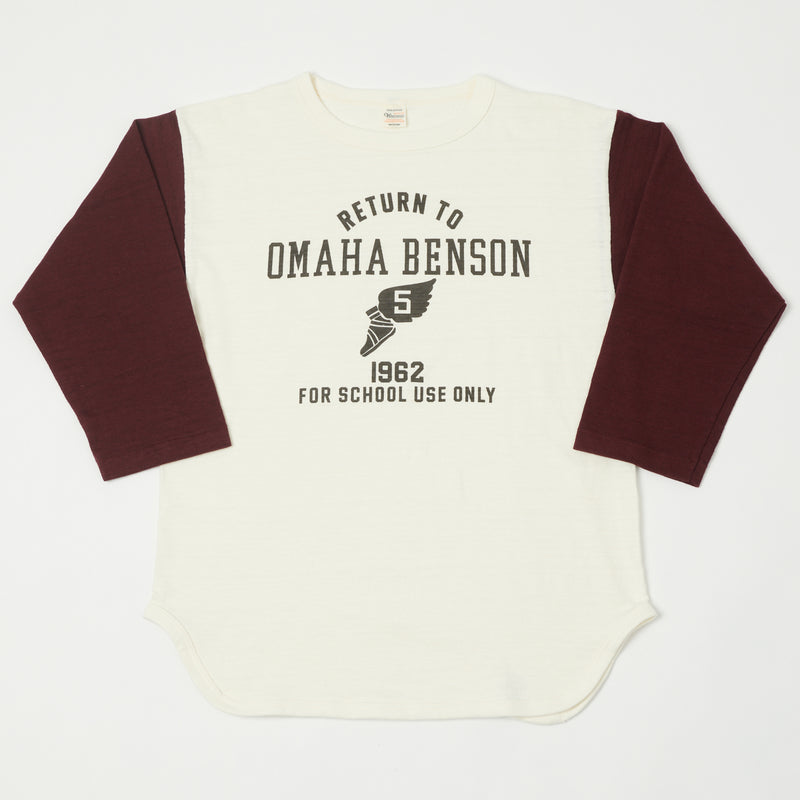 Warehouse 4800 'Omaha Benson' Baseball Tee - Cream/Bordeaux