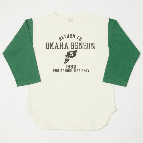 Warehouse 4800 'Omaha Benson' Baseball Tee - Cream/Green