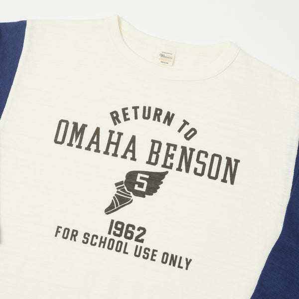 Warehouse 4800 'Omaha Benson' Baseball Tee - Cream/Navy