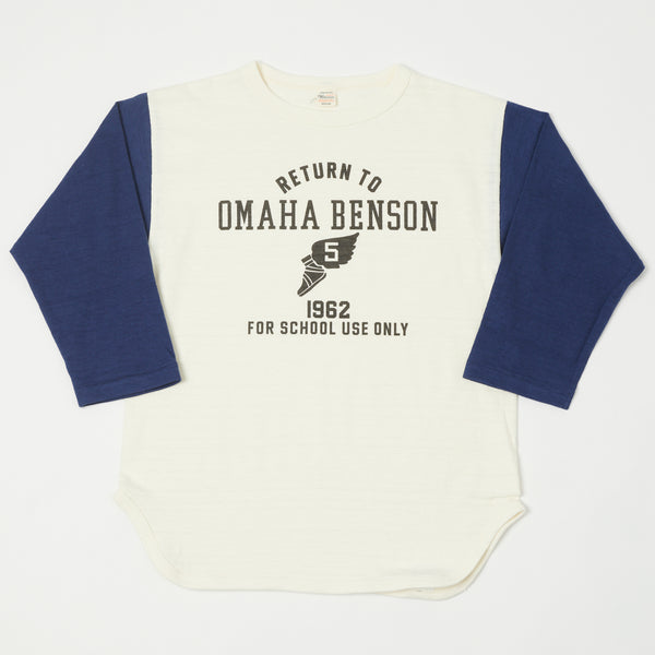 Warehouse 4800 'Omaha Benson' Baseball Tee - Cream/Navy