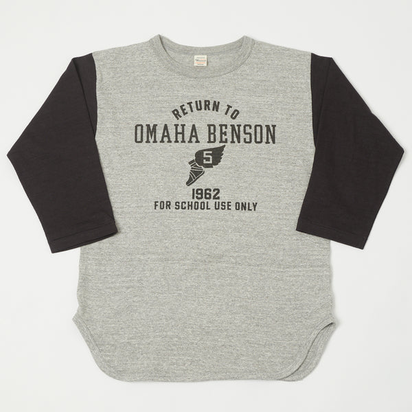 Warehouse 4800 'Omaha Benson' Baseball Tee - Heather Grey/Black