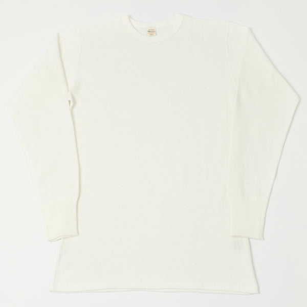 Warehouse 5903 LS Waffle Knit Crew Neck Tee - Off White