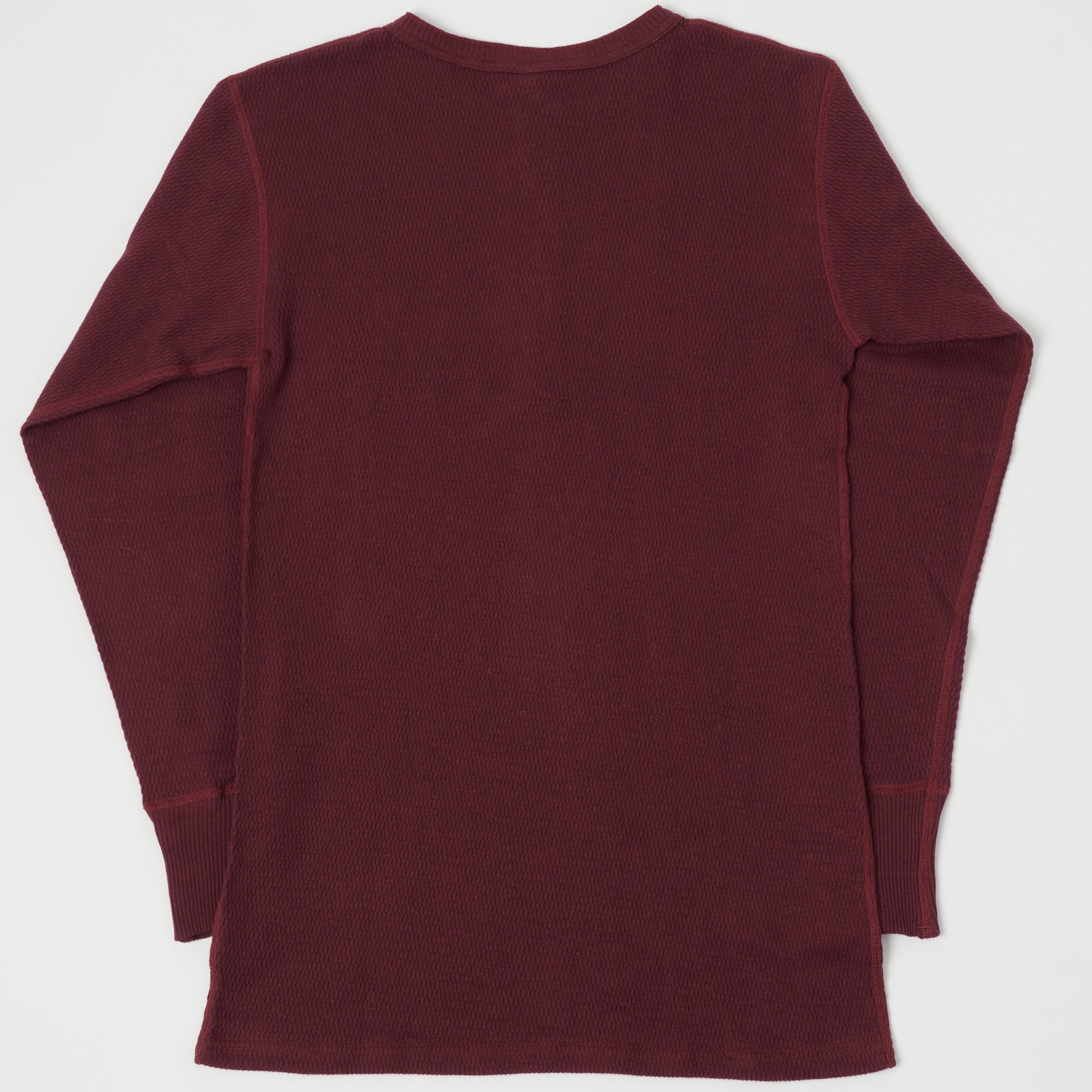 Warehouse & Co 5904 Waffle Knit Thermal Henley - Bordeaux
