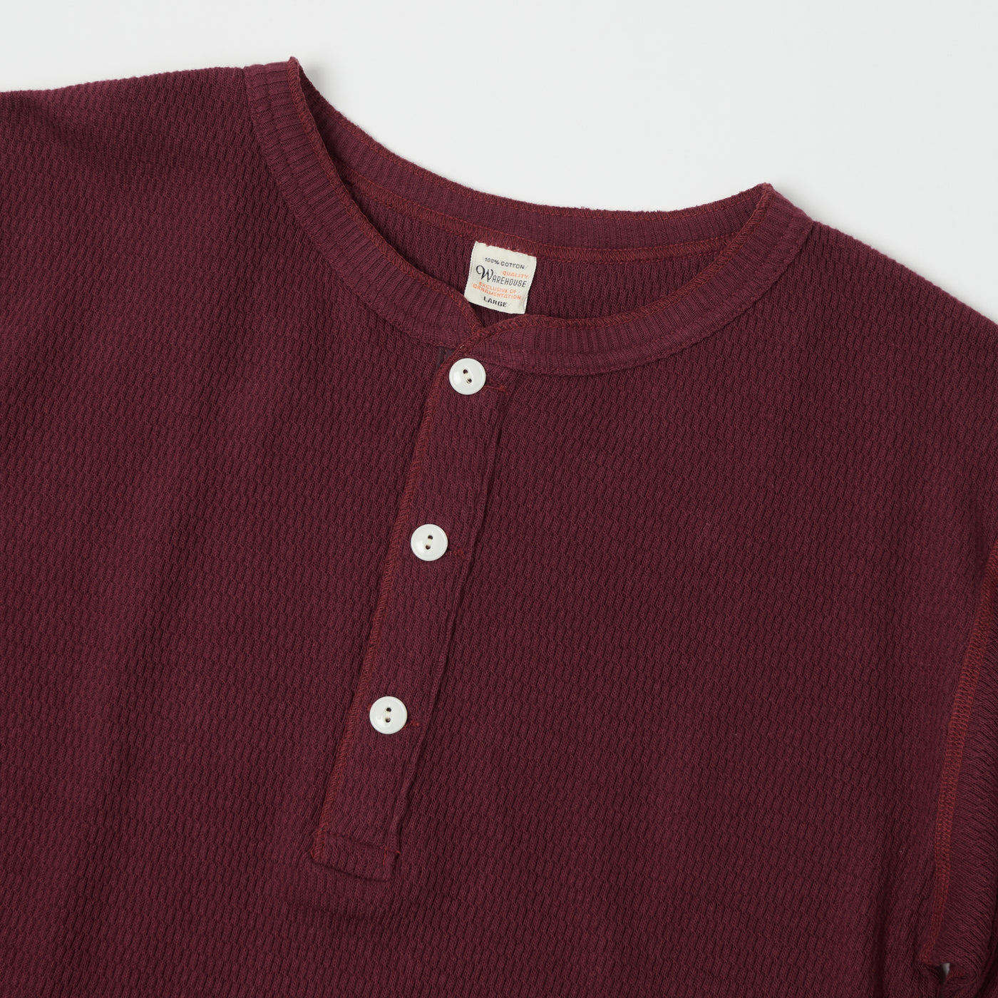 Warehouse & Co 5904 Waffle Knit Thermal Henley - Bordeaux