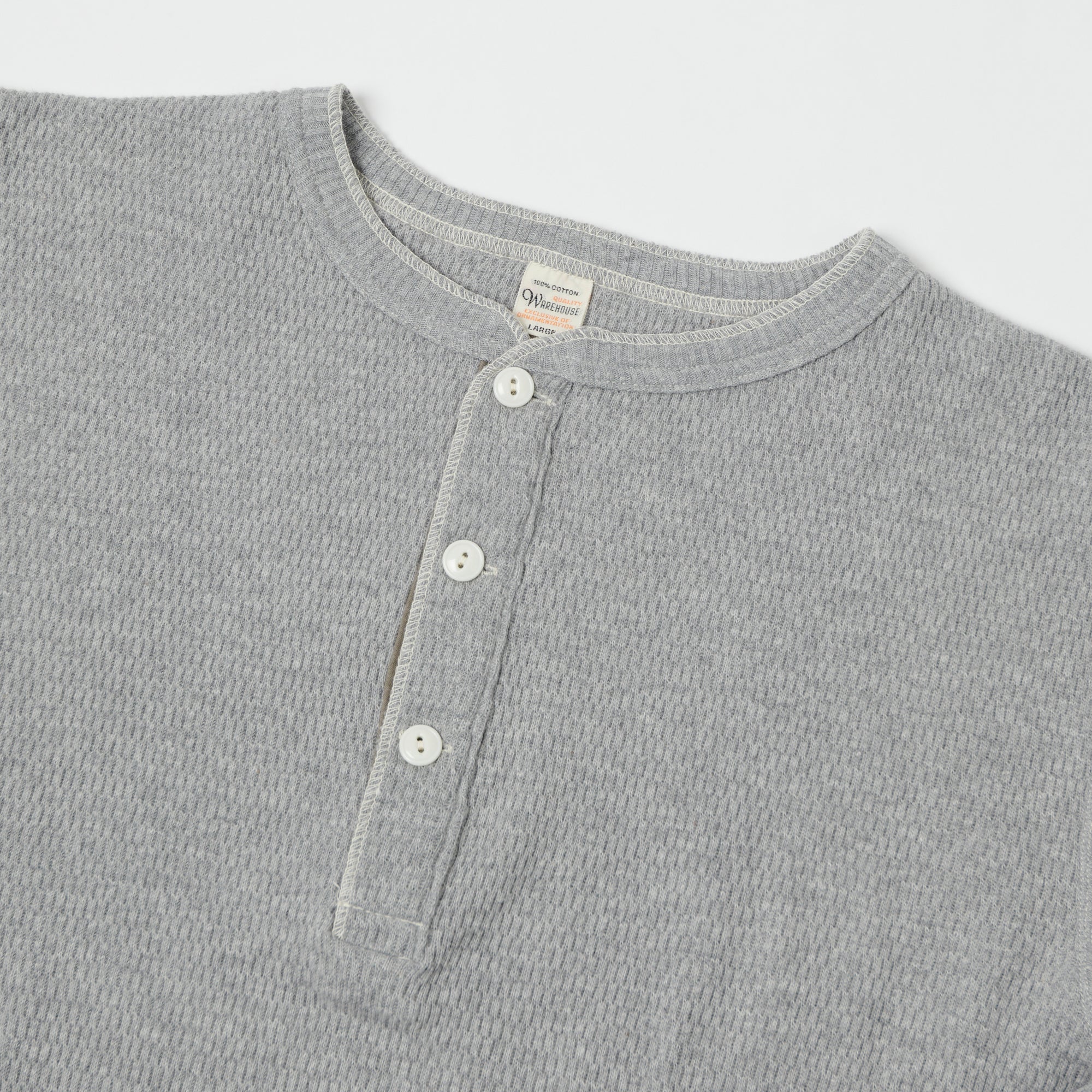 Warehouse & Co 5904 Waffle Knit Thermal Henley - Heather Grey