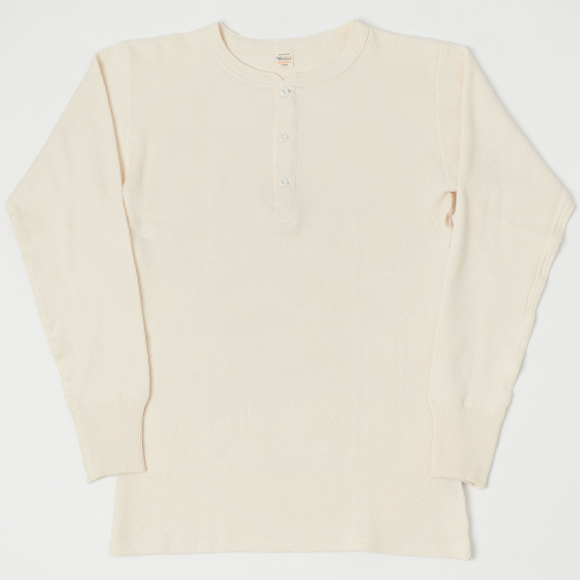 Warehouse & Co 5904 Waffle Knit Thermal Henley - Ecru