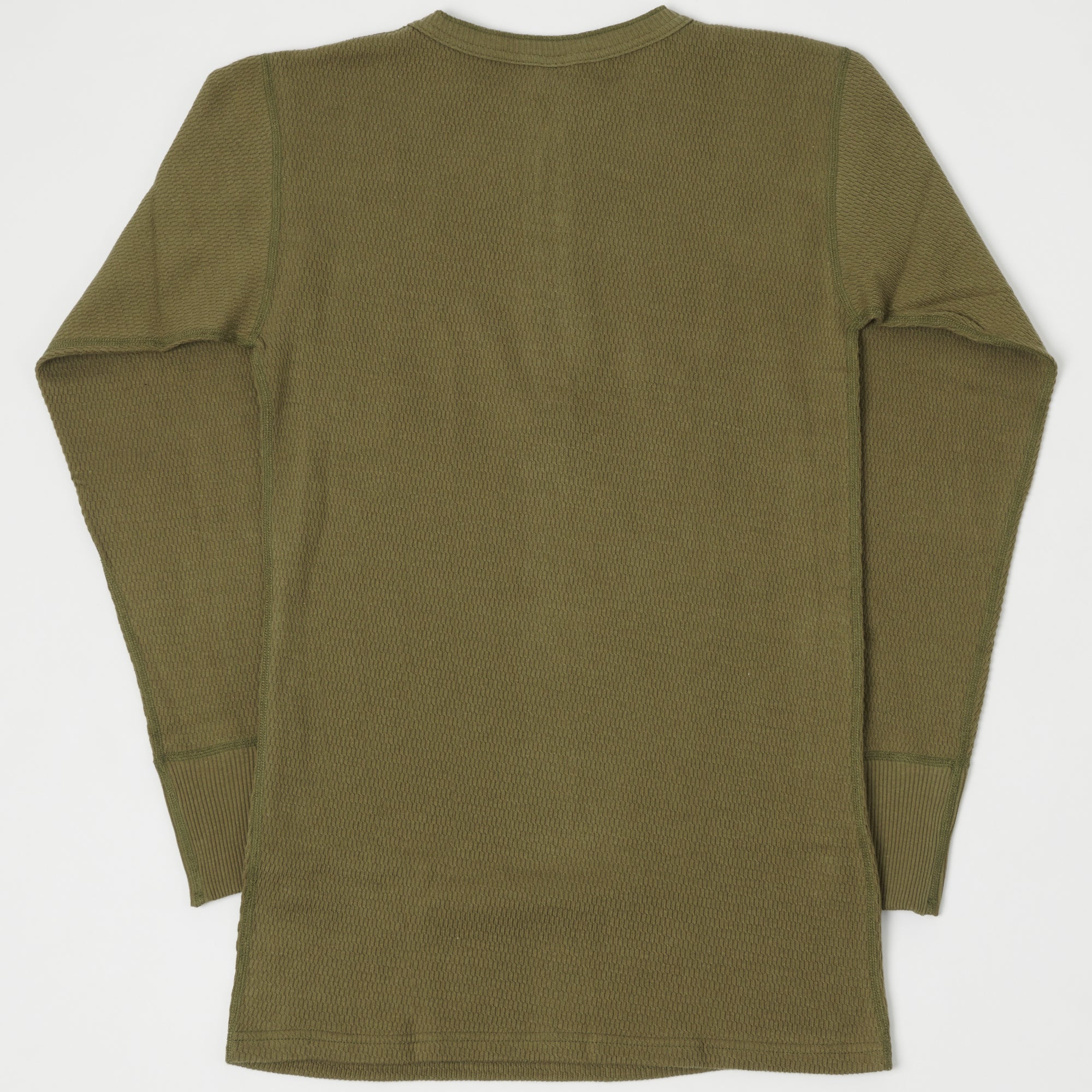 Warehouse & Co 5904 Waffle Knit Thermal Henley - Olive Drab