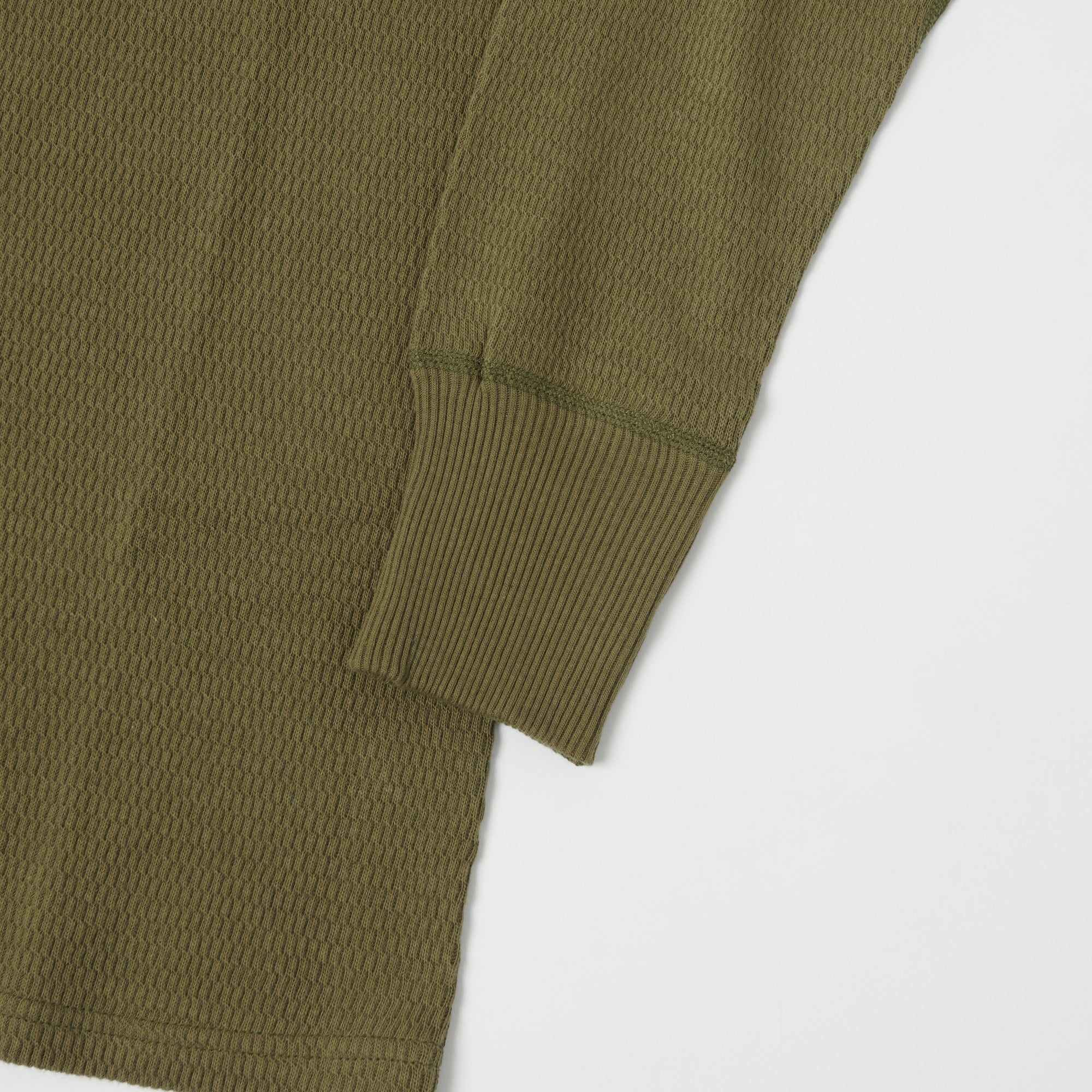 Warehouse & Co 5904 Waffle Knit Thermal Henley - Olive Drab
