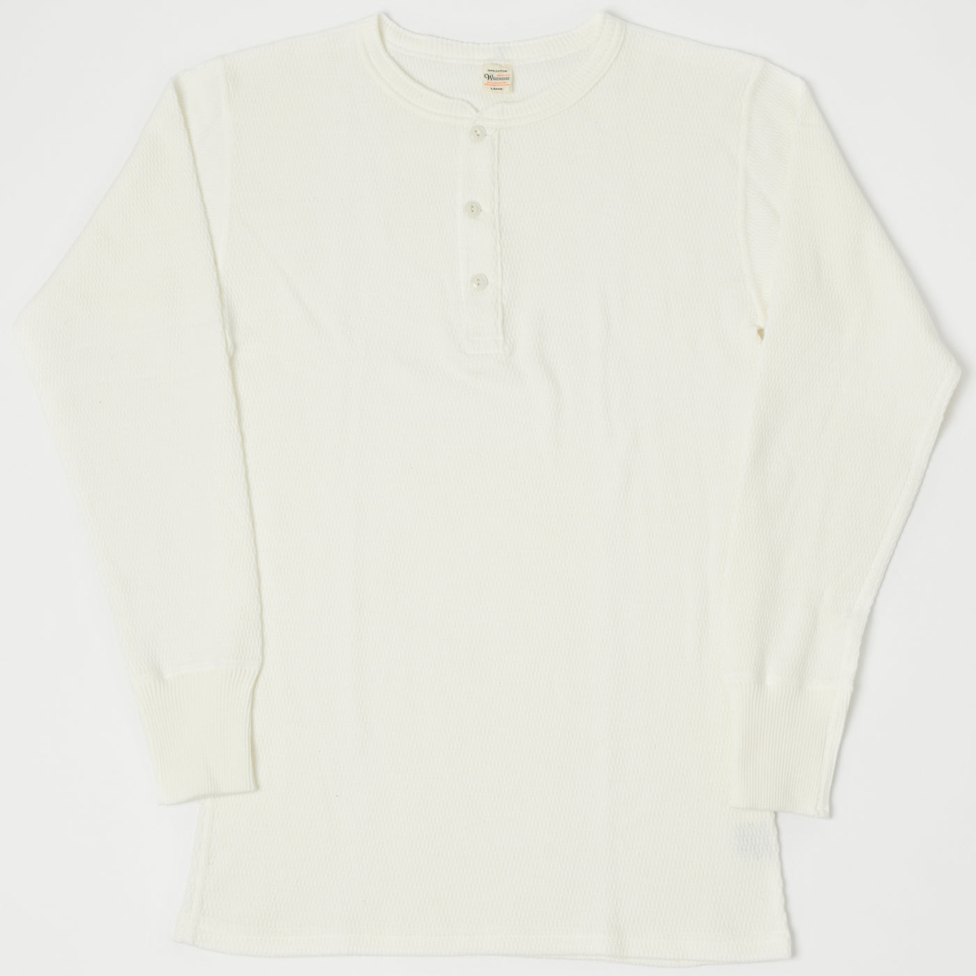 Warehouse & Co 5904 Waffle Knit Thermal Henley - Off White