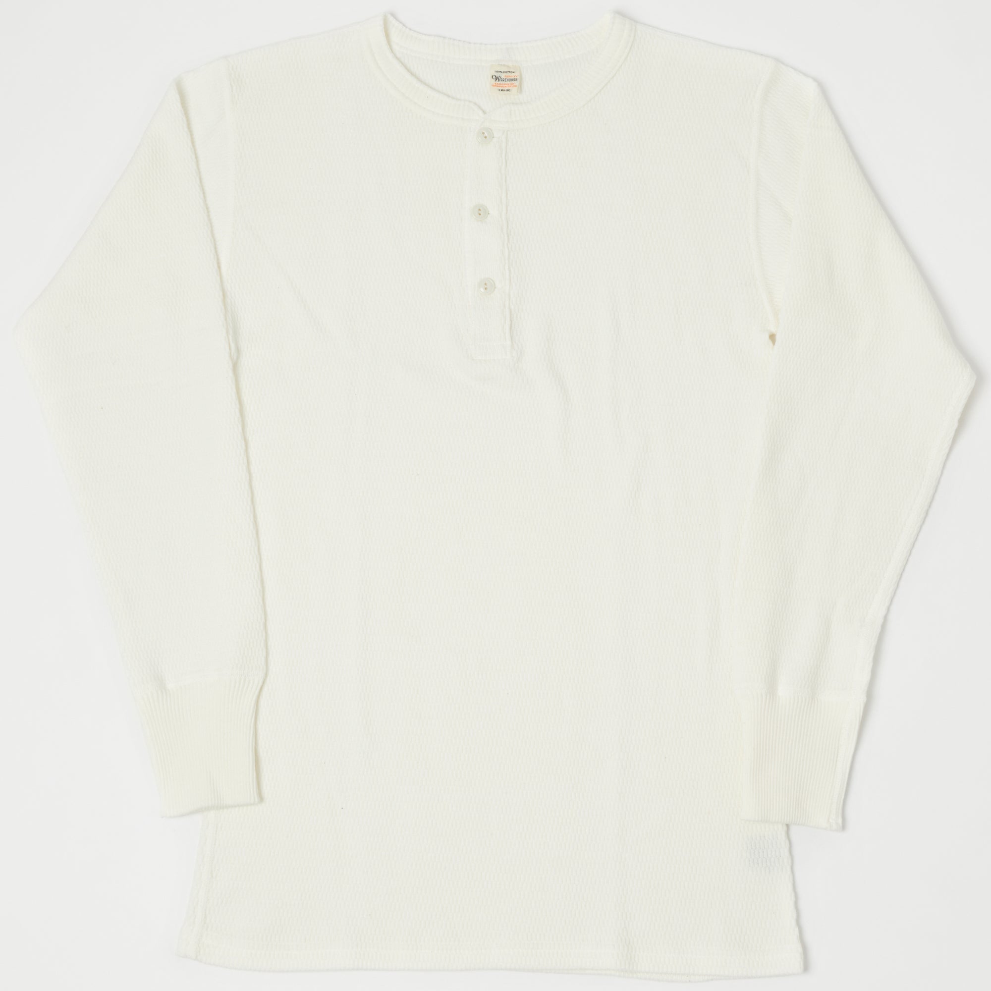 Warehouse & Co 5904 Waffle Knit Thermal Henley - Off White