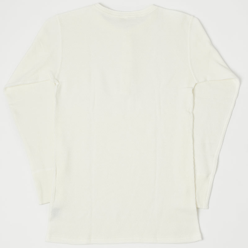 Warehouse 5904 LS Waffle Knit Henley - Off White