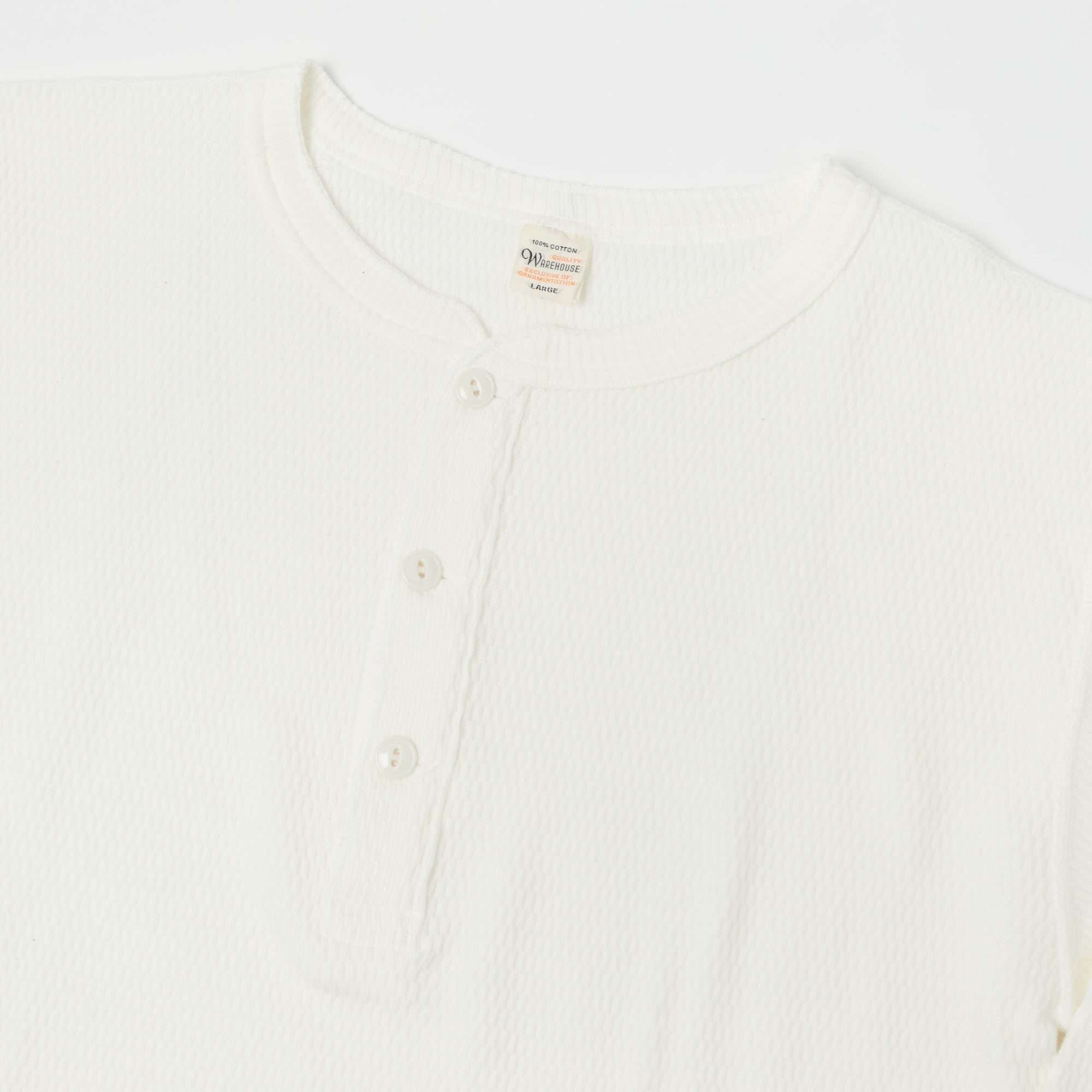 Warehouse & Co 5904 Waffle Knit Thermal Henley - Off White