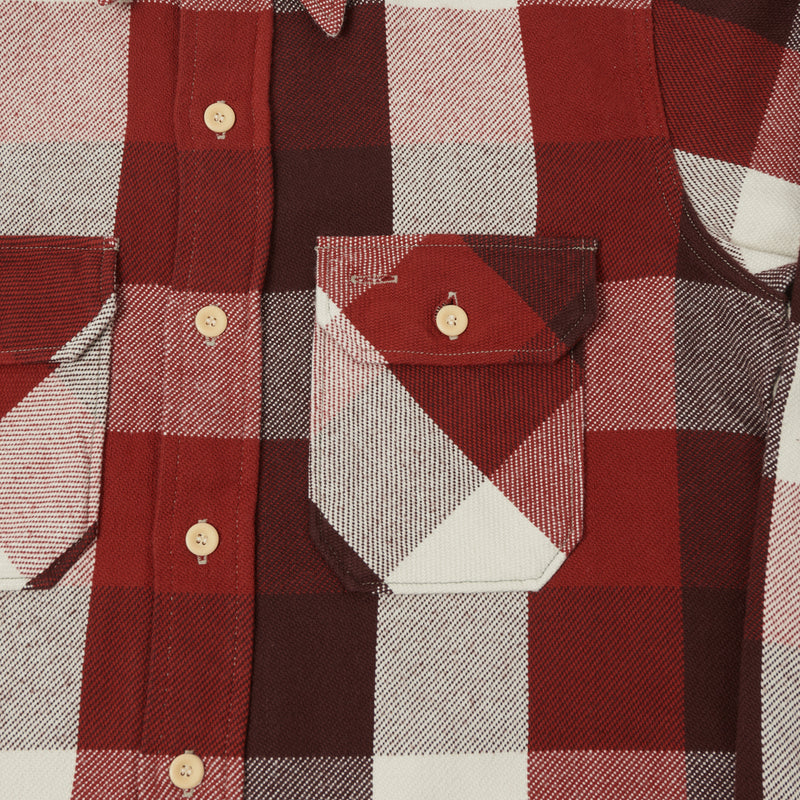 Warehouse & Co 3104 'D Pattern' Check Flannel Shirt - Dark Red