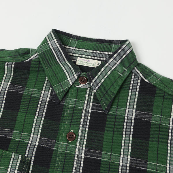 Warehouse 3022 'G Pattern' Check Flannel Shirt - Green