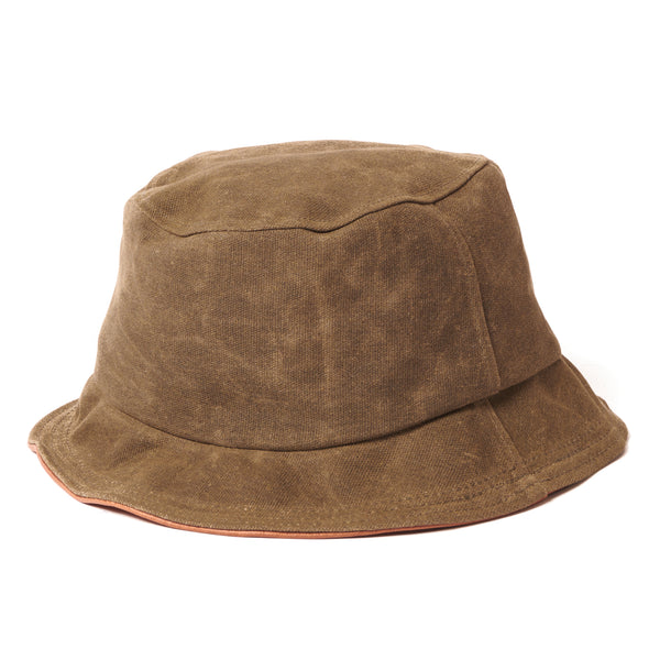 Crown Cap 1-46540 Waxed Cotton Canvas Bucket Hat - Olive