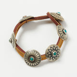 Yuketen Leather Bracelet w/ Concho - Brown