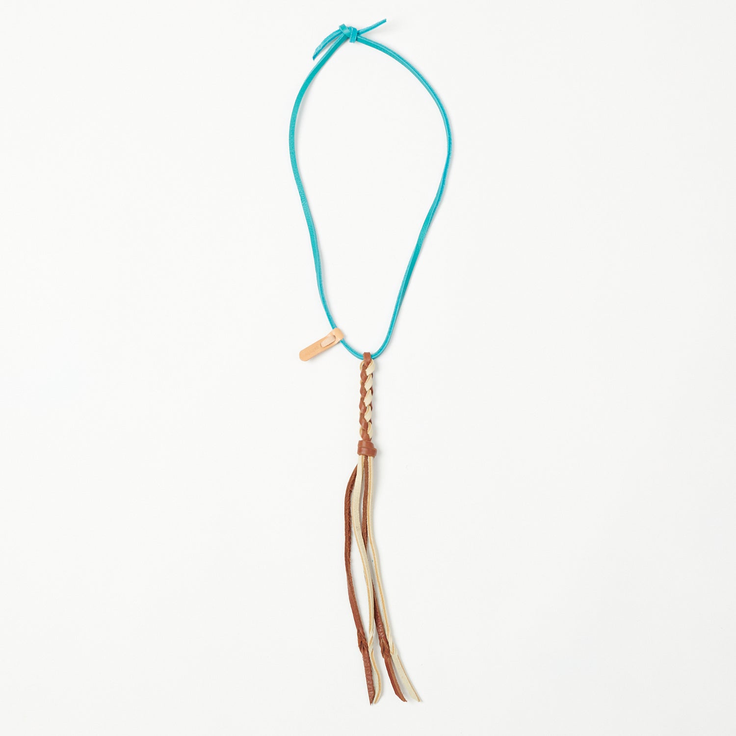 Yuketen Braided Leather Necklace - Cream/Rust