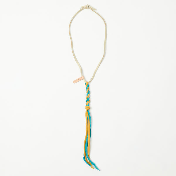 Yuketen Braided Leather Necklace - Turquoise/Gold