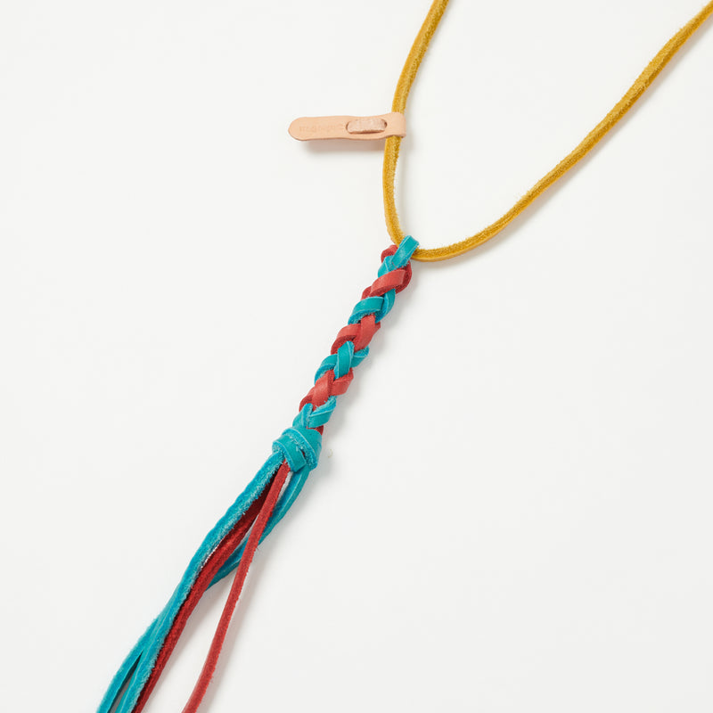 Yuketen Braided Leather Necklace - Turquoise/Red