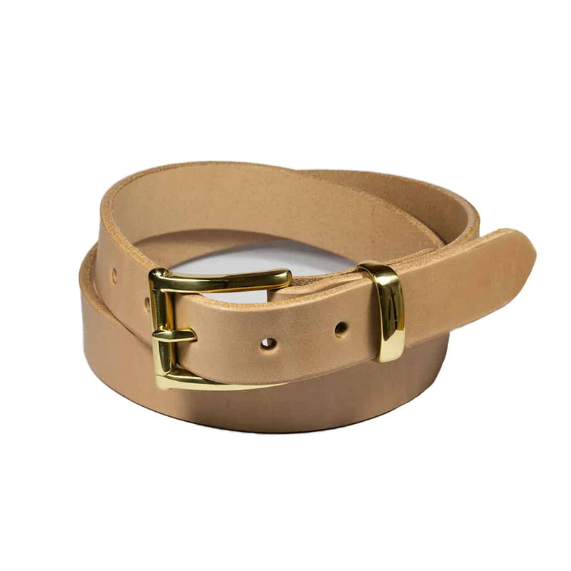 Barnes & Moore Slim Belt - Natural/Brass