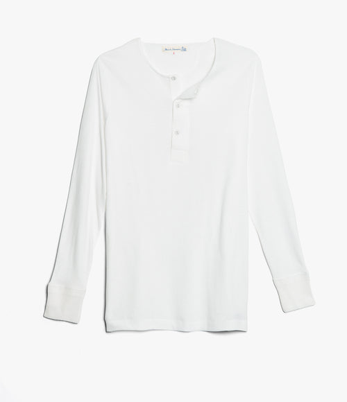 Merz b. Schwanen 102 Lightweight Long Sleeve Henley - White
