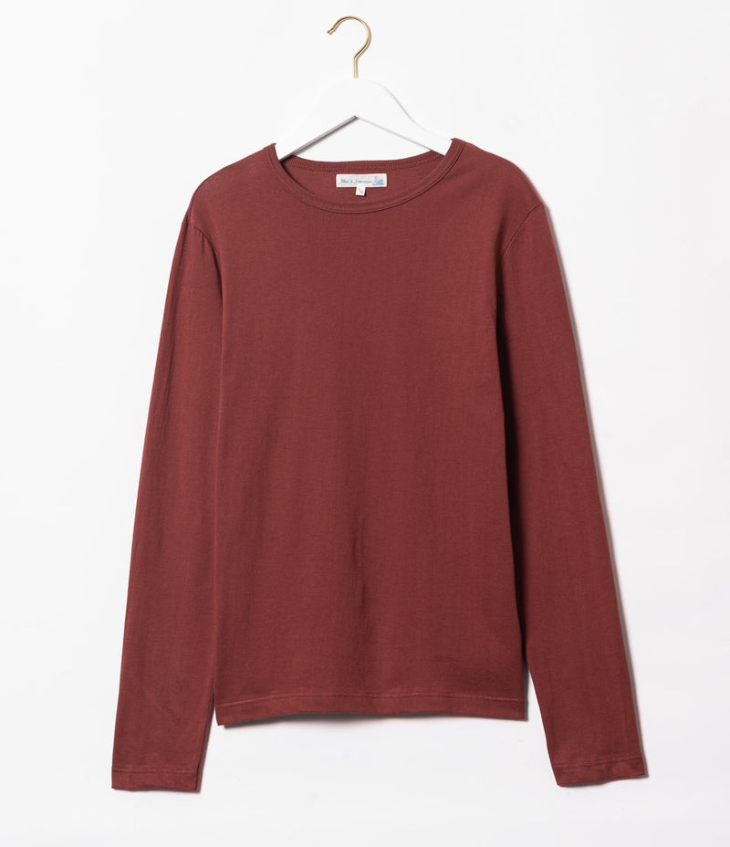 Merz b. Schwanen 1950s Crew Neck LS Tee - Barn Red