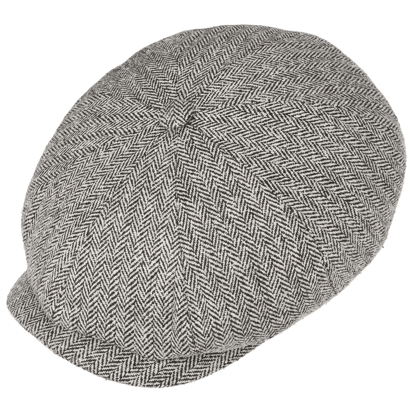 Stetson Hatteras Silk Herringbone Flat Cap - Black/White