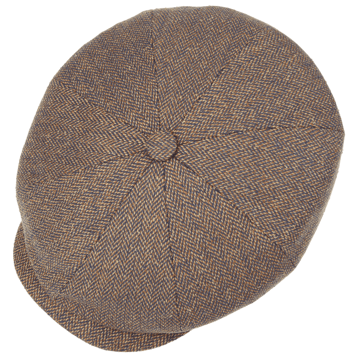 Stetson Hatteras Silk Herringbone Flat Cap - Brown Melange