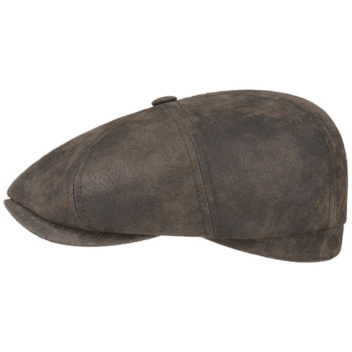 Stetson Hatteras Pigskin Flat Cap - Dark Brown