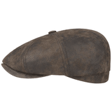 Stetson 6847102-63 Hatteras Pigskin Flat Cap - Dark Brown