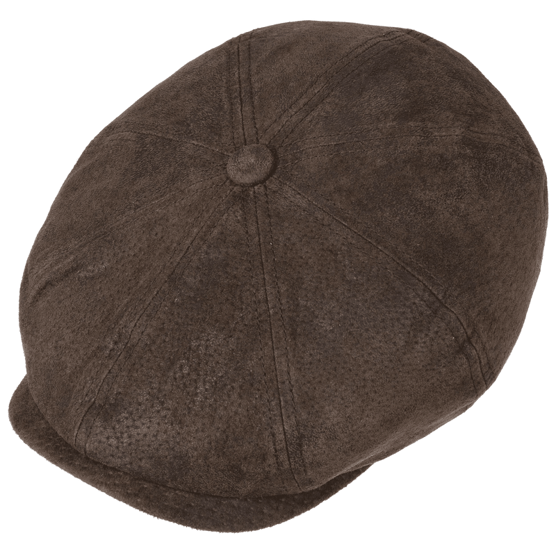 Stetson 6847102-63 Hatteras Pigskin Flat Cap - Dark Brown